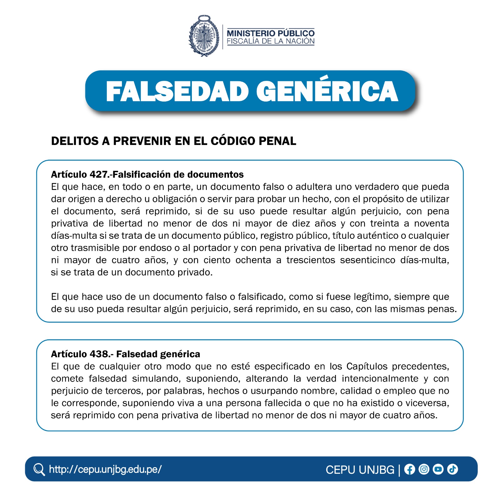 INFORMACIÓN SOBRE LA FALSEDAD GENÉRICA