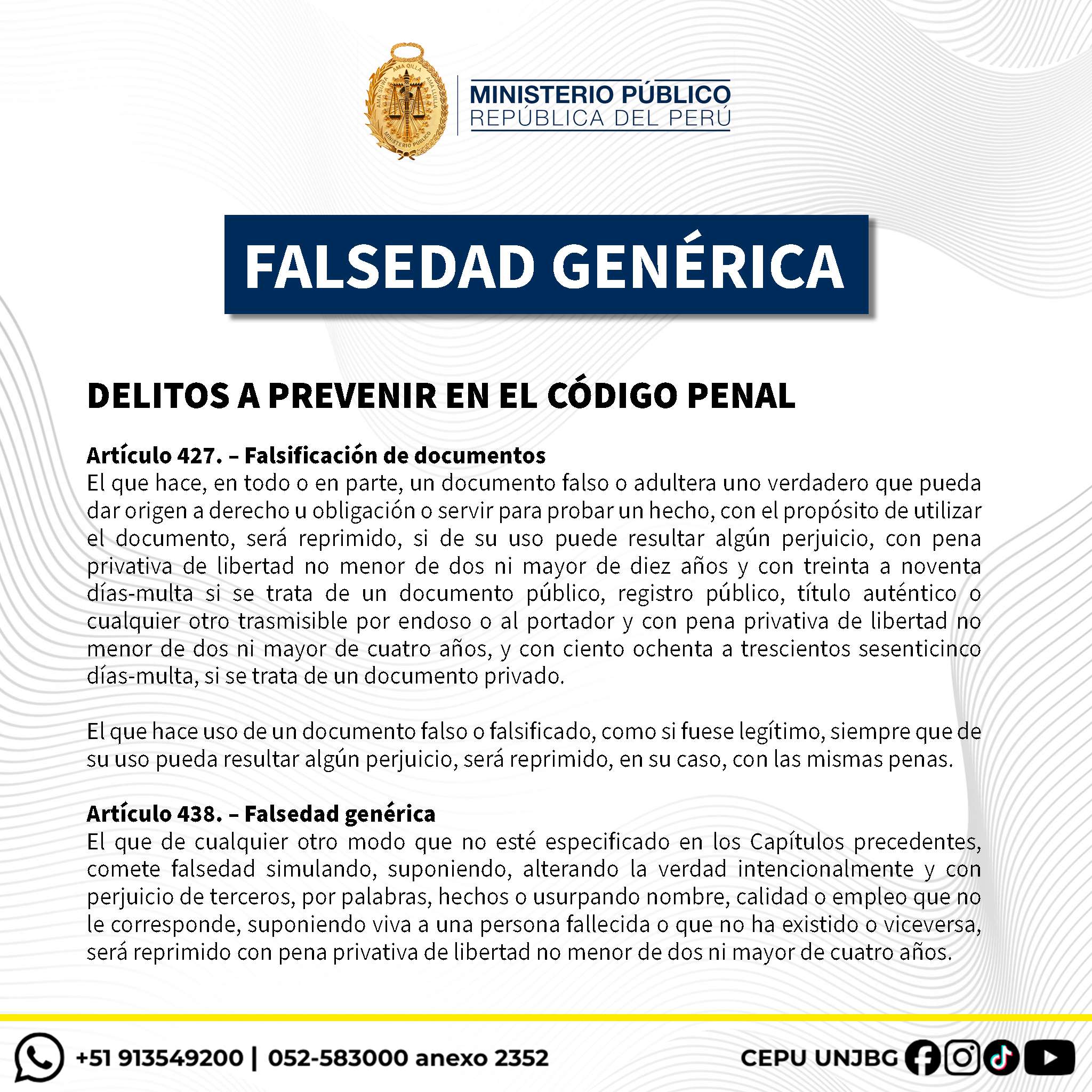 INFORMACIÓN SOBRE LA FALSEDAD GENÉRICA